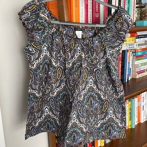 J.Crew Cotton Factory Paisley Short Sleeve Peasant Top